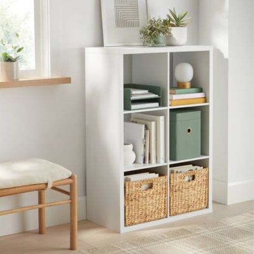 6 Cube Organizer White - Brightroom™: Decorative Bookshelf, Cubby Storage, MDF & Particle Board, 13" System Compatible