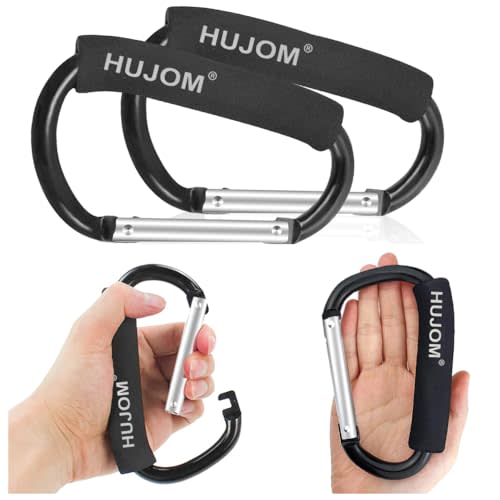 Stroller Hooks 2 Pcs Large Carabiner Clips for Hanging Diaper Bags, Purse Grocery, and Shopping Bags. Heavy Duty Universal Climbing Clips Best Mommy Accessories for Outdoor, Camping and Hiking.