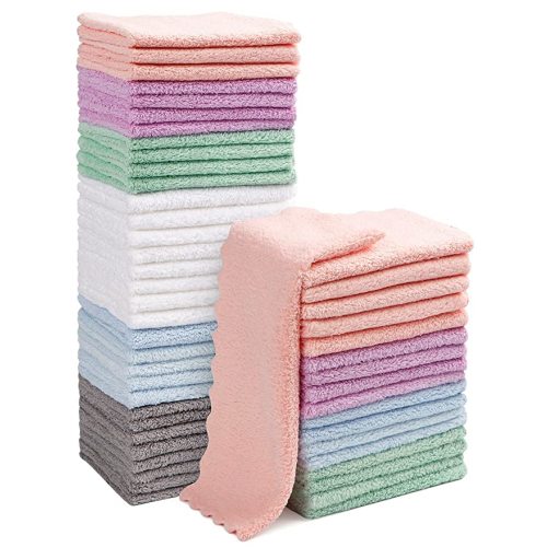 Orighty Baby Washcloths 50-Pack, Microfiber Coral Fleece Baby Face Towels, Soft and Absorbent Wash Cloths for Newborns, Infants and Toddlers, Gentle on Delicate Skin for Face Hands and Body, 7x9 Inch - Pack of 50
