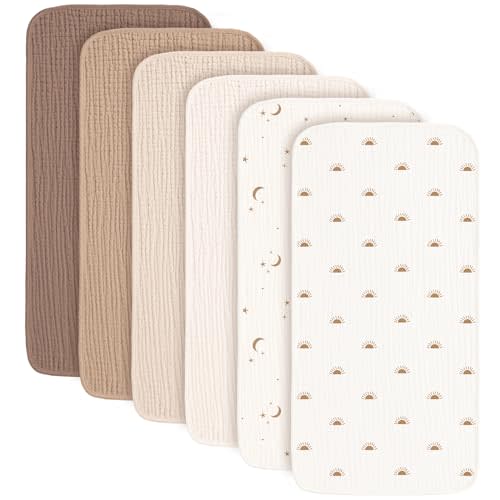 Konssy 6-Pack Muslin Baby Burp Cloths, Large 100% Cotton Burping Clothes, Soft & Absorbent for Newborns, Baby Boys and Girls