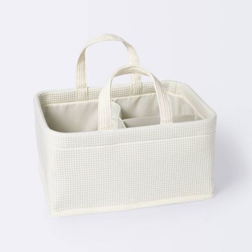 Waffle Weave Rectangular Diaper Caddy with Handles - Cloud Island™, Color: Cream