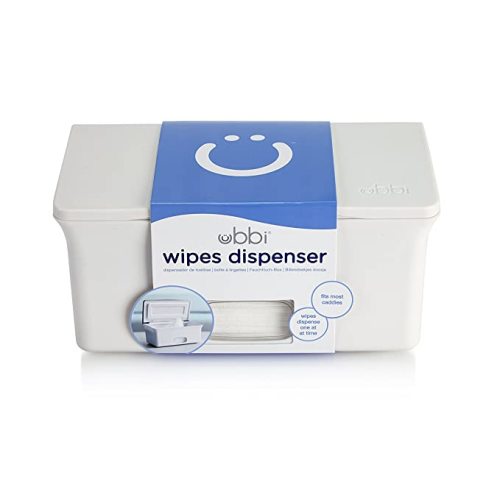 Ubbi Baby Wipes Dispenser | Baby Wipes Case | Baby Wipes Holder with Weighted Plate, Keeps Wipes Fresh and Non-Slip Rubber Feet, White