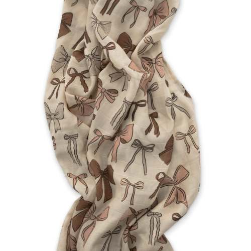 Baby Bows Bamboo Muslin Swaddle – Soft & Breathable Newborn Blanket by Ellie Sue