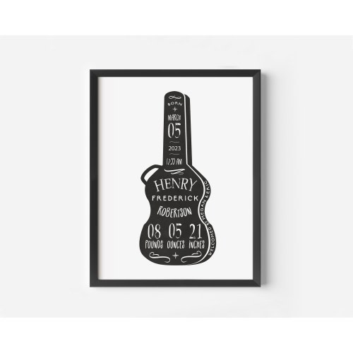 Guitar, Nursery, Birth details, Nursery, Wall art, Birth stats, Nursery wall art, wall art, Music, Personalized, baby gift, Keepsake