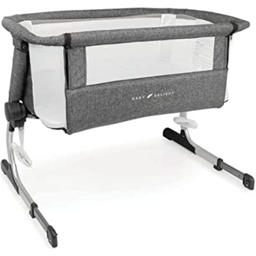Baby Delight Beside Me Dreamer Bassinet | Bedside Sleeper | 6-Position Height Adjustment | Charcoal Tweed