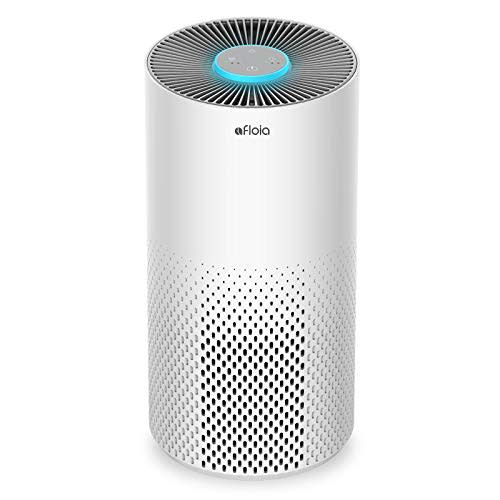 Afloia Air Purifiers for Home Bedroom Large Room Up to 1076 Ft², True HEPA Filter Air Purifier for Pets Dust Pollen Allergies Dander Mold Odor Smoke, 22dB&7 Color Light, Kilo White