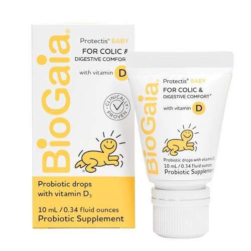 BioGaia Protectis Baby Probiotic Drops | Colic & Gas Relief + Vitamin D | Safe for Newborns | Ease Crying, Fussing, Colic, Gas, Spit-ups & Constipation | No Dairy, Soy & Gluten | 50 Day Supply | 10mL