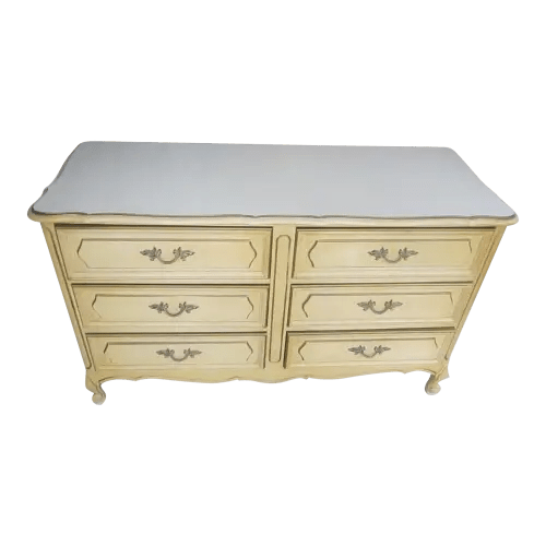 1970s French Provincial Wood 6 Drawer by Henry Link Pale Yellow