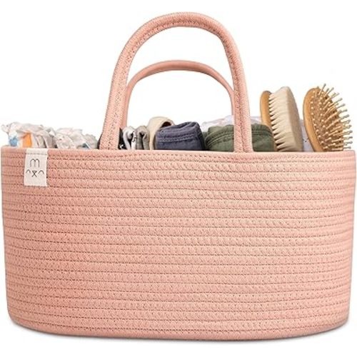 Natemia Baby Diaper Caddy Organizer - Diaper Basket and Nursery Basket, Baby Shower Gifts, Diaper Caddy Basket, Rope Diaper Caddy, Baby Basket Gift, Woven Diaper Caddy, Newborn Baby Essentials