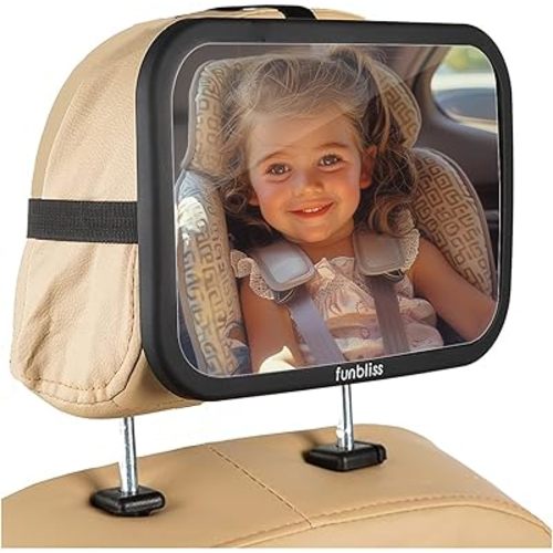 Baby Car Mirror Most Stable Backseat Mirror with Premium Matte Finish,Ultra High Definition PMMA Material, Secure and Shatterproof,Black