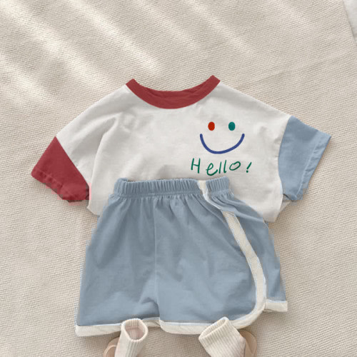 HELLO! Baby 2-Piece Smile Contrast Sleeves Set