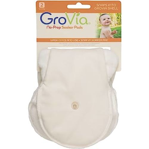 GroVia No-Prep Reusable Soaker Pad for Baby Cloth Diapering Hybrid Diaper Shell (2 Count)