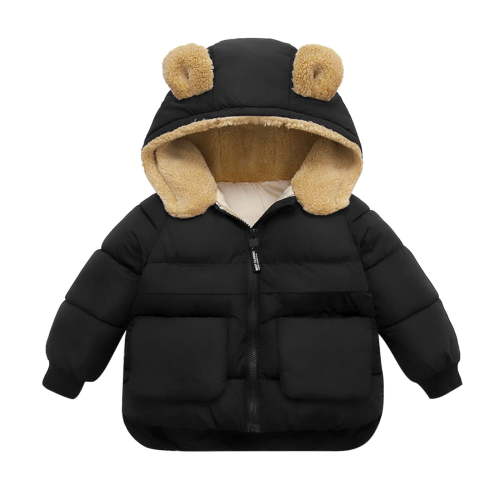 KTMKH Toddler Kids Baby Boys Girls Winter Warm Solid Coats Bear Ears Hooded Padded Jacket Outwear For 12-18 Months