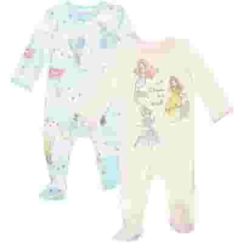 Disney Princess Belle Tiana Cinderella Newborn Baby Girls 2 Pack Zip Up Snap Sleep N' Plays Newborn to Infant