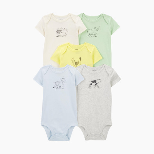 Carter's 5-Pack Short-Sleeve Bodysuits - Pastel Multi, 3-6 M