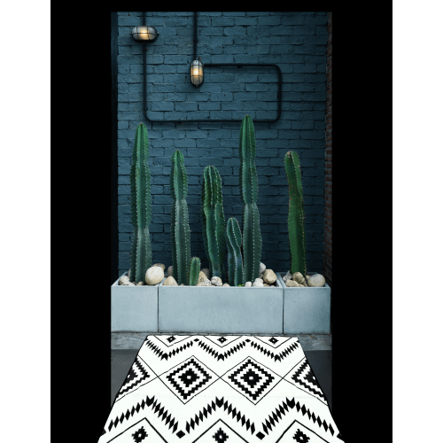 Black + Ivory - 6ft x 9ft - RANCH RUGS  -THE DAVIS -