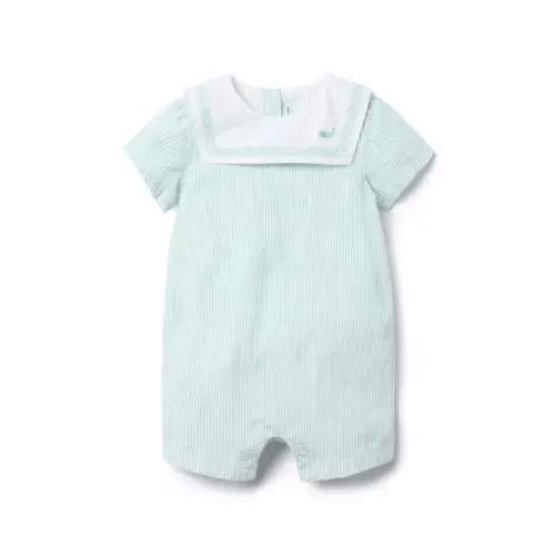 Baby Verbena Green Stripe Baby Striped Sailor Romper by Janie and Jack