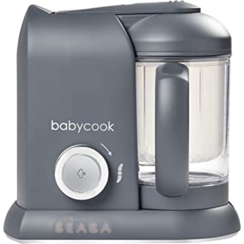 BEABA Babycook Solo 4 in 1 Baby Food Maker, Baby Food Processor, Steam Cook and Blender, Large Capacity 4.5 Cups, Cook healthy baby food at Home, Dishwasher Safe, Charcoal