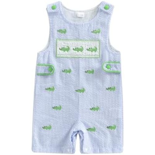 Ayalinggo Toddler Western Baby Boy Clothes Horse Riding Embroidery Smocked Jumpsuit Sleeveless Romper Spring Summer Outfit