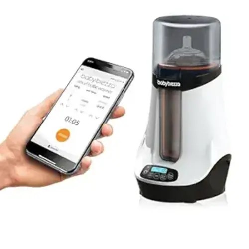 Baby Brezza Smart Baby Bottle Warmer, Breastmilk Warmer + Defroster - Only Brand with Different Temperatures for Breastmilk + Formula - Universal Fit for All Bottles + Milk Bags - Bluetooth Control - White