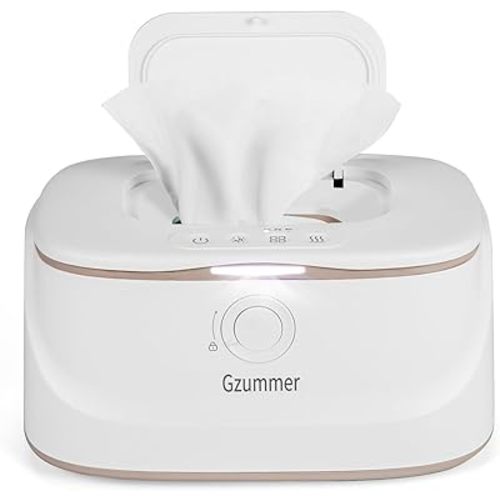 Baby Wipe Warmer, Innovative Spring & Child Lock Design, Large Capacity Wipes Dispenser, Fast Heating, 3 Modes of Temperature Heating Control, Diaper Wipe Warmer with Night Light (White)