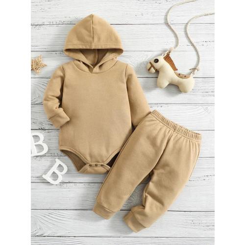 Baby Solid Hooded Bodysuit & Sweatpants