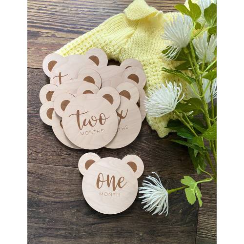 Teddy Bear Wooden Baby Milestone | Monthly Milestone for babies | Bear Theme