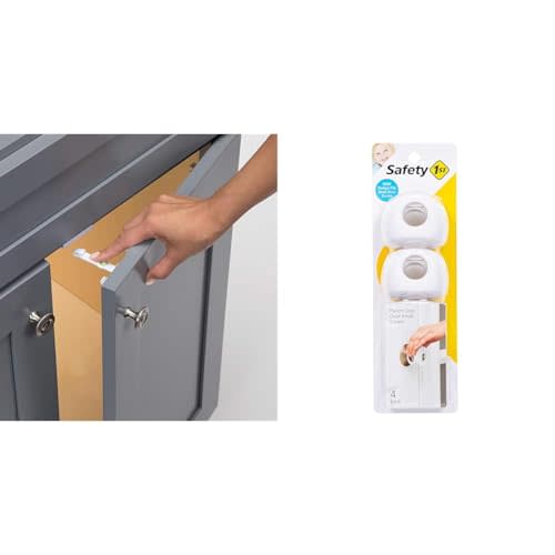 Safety 1st 12 Piece Adhesive Cabinet Latch White 4 Count Parent Grip Door Knob Covers