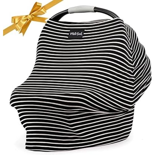 Milk Snob Original 5-in-1 Cover - Nursing Cover for Breastfeeding - Baby Car Seat Cover, Carseat Canopy & Stroller - Essential All-in-One Cover - Gift for Mom, Baby (Modern Stripe)