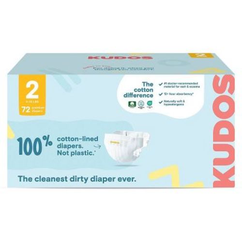 Kudos Chlorine Free Cotton-Lined Disposable Diapers - Size 2 - 72ct