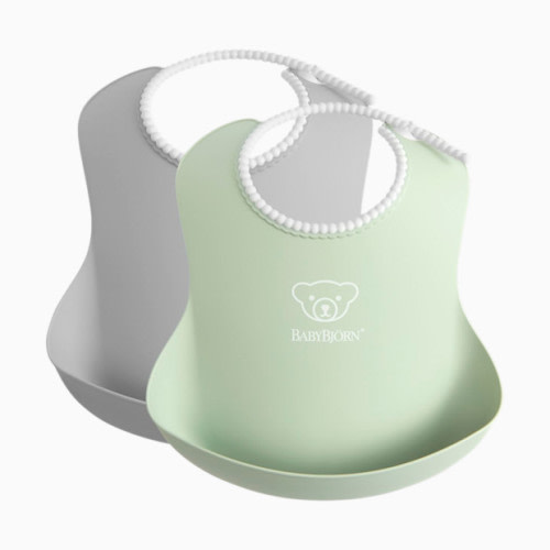 Baby Bib (2 Pack) - Powder Green/Gray