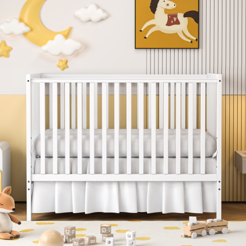 Sesslife 5-In-1 Convertible Crib, Baby Bed, Converts from Baby Crib to Toddler Bed, Fits Standard Full-Size Crib Mattress (White)