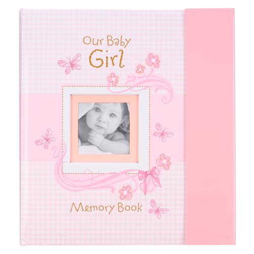 Christian Art Gifts Girl Baby Book of Memories Pink Keepsake Photo Album | Our Baby Girl Memory Book | Baby Book with Bible Verses, The First Year