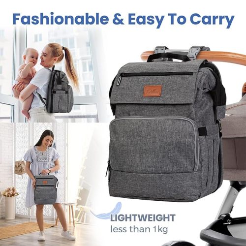 PILLANI Baby Diaper Bag Backpack - Large Bag for Boys & Girls - Diaper Backpack - Travel Diaper Bags w/Changing Pad, Baby Registry Search & Shower Gifts - Essentials Must Haves Newborn Stuff for Mom