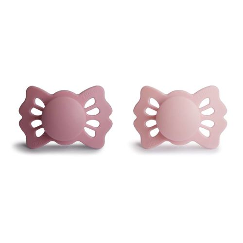 FRIGG Lucky Symmetrical SilkySoft Silicone Baby Pacifier | Made in Denmark | BPA-Free (Cedar/Baby Pink, 0-6 Months)