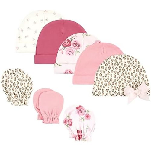 Hudson Baby Unisex Baby Cotton Cap and Scratch Mitten Set