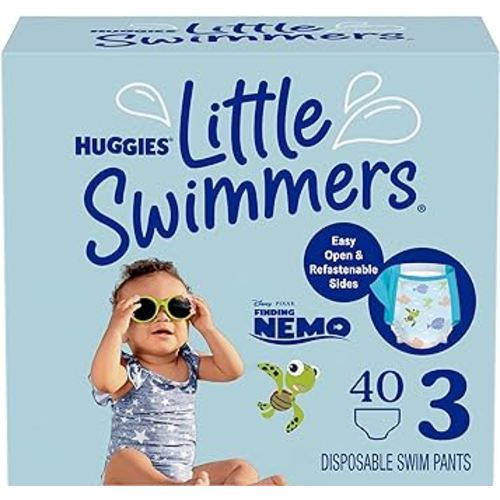 Huggies Little Swimmers Disposable Swim Diapers, Size 3 (16-26 lbs), 40 Ct (2 packs of 20), Packaging May Vary