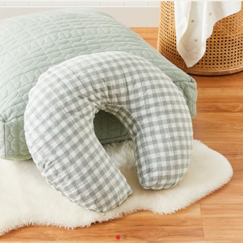 Adairs Kids - Vintage Washed Eucalyptus Check Nursing Pillow | Adairs
