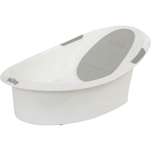 Nuby Newborn Baby Bath Tub - Anti-Slip Support with Soft Headrest & Drain Plug - Infant Bath with Support - for Newborn Babies