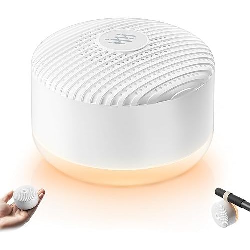 Portable Sound Machine, White Noise Sound Machine for Baby Adults with 12 Selected Sound and Night Light, Sound Machine for Sleep Soother, Sound Therap, Home, Travel, Registry Gift, White -XSUTIC
