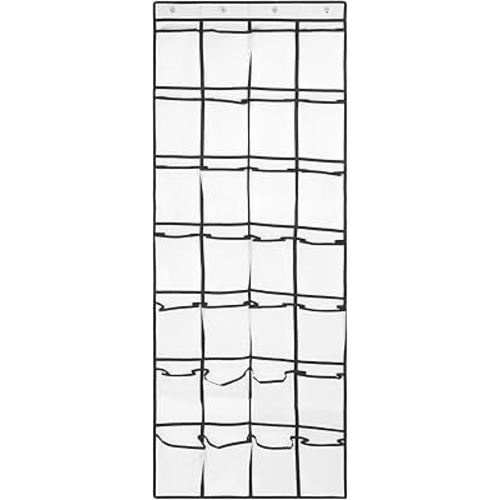 28 Large Pockets Over the Door Shoe Organzier, Hanging Shoe Organizer for Door Large Capacity Shoe Storage Bag with 4 Metal Hooks