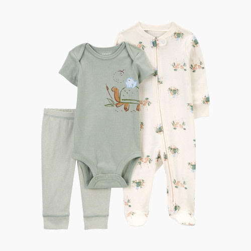 Carter's 3-Piece Sleep & Play Set - Green, Nb