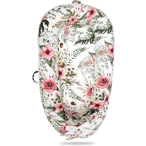 Baby Lounger for Newborn Cover,Baby Nest Cover,New Lounger for 0-12 Months, Baby Snuggle Infant Bassinet Mattress Insert Soft & Breathable Cotton Portable Infant Floor Seat-Baby Girl Newborn Essential