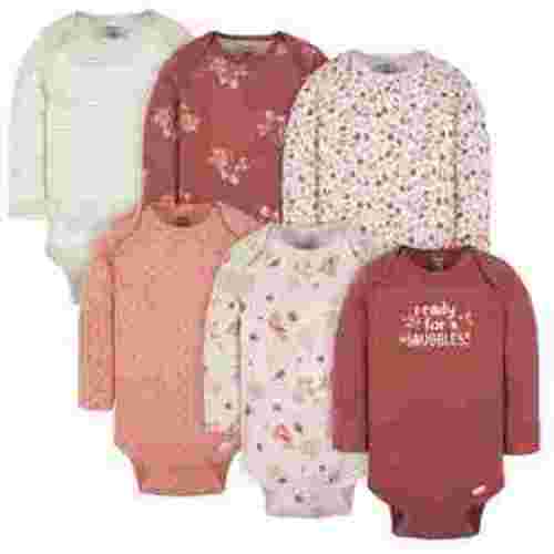 Gerber Baby Gender Neutral Long Sleeve Onesies Bodysuits, 6-Pack, Sizes Newborn - 12 Months