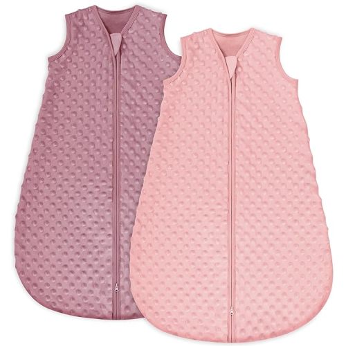 Yoofoss Fleece Sleep Sack 0-6 Months with Plush Dots, TOG 1.5 Baby Wearable Blanket with 2-Way Zipper, Organic Cotton Toddler Sleep Sack Fleece