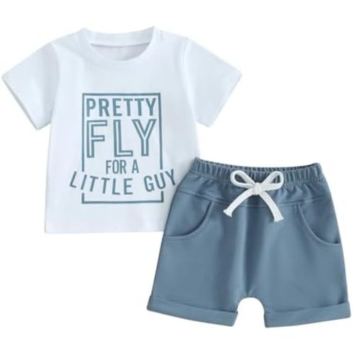 Engofs Toddler Baby Boy Summer Clothes Short Sleeve T-Shirt Tops Shorts Set 2Pcs Casual Outfit