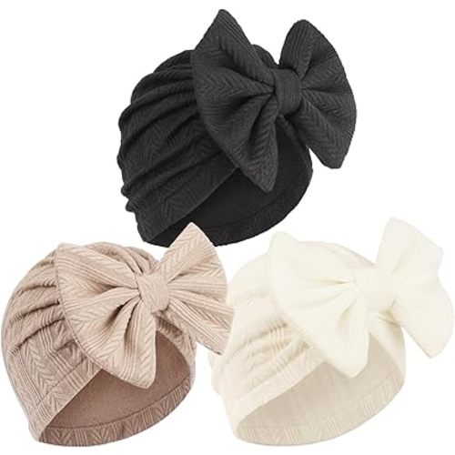 Newborn Baby Girl Hats with Bow Toddler Infant Beanie Cap Newborn Hospital Hats for Baby Girl Kid 0-12 Months