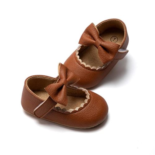 Meckior Infant Baby Girls Soft Sole Bowknot Princess Wedding Dress Mary Jane Flats Prewalker Newborn Light Baby Sneaker Shoes