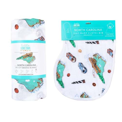 North Carolina Baby Muslin Swaddle Blanket & Burp Cloth Combo | Little Hometown – EasyTot