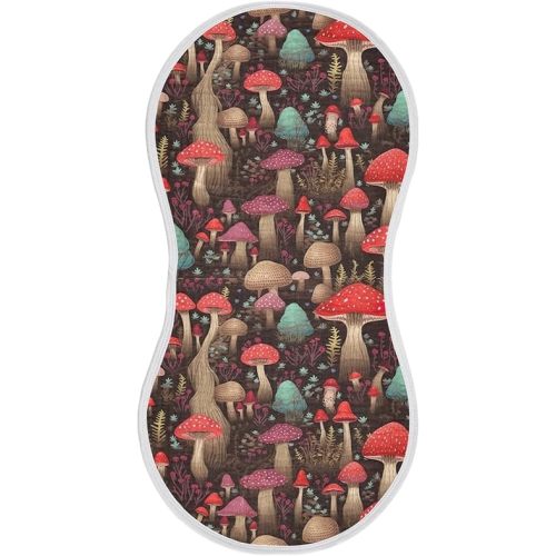 xigua Colorful Mushrooms Baby Burp Cloths for Newborn Boys and Girls 1 Pack, Soft & Absorbent Cotton Baby Burp Cloth, Baby Washcloths, Newborn Towel, Burp Rags